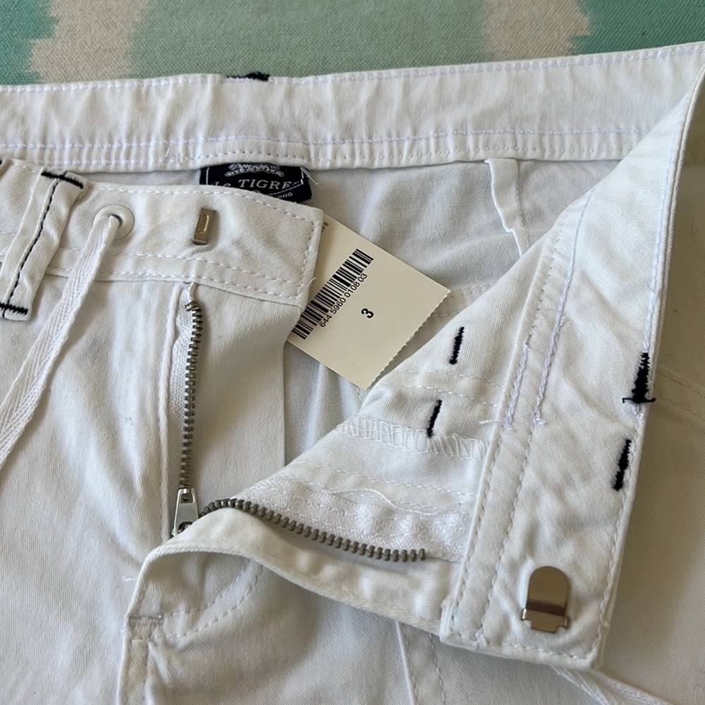 Le Tigre White Straight Leg Pants Drawstring Zip Fly Size 3 - Picture 7 of 14